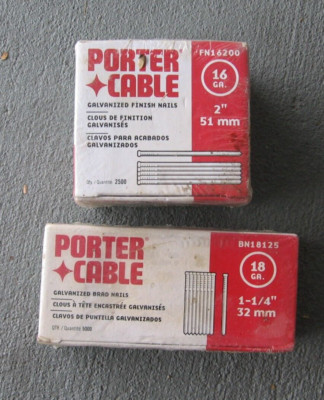 Porter Cable 2'' Finish Nails 2500 ct. FN1620 + 1 1/4'' Brad Nails- BN 18125- NEW