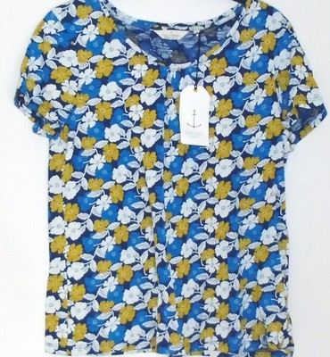 Seasalt Siren Song Top blue yellow floral cotton blouse Size 10 New Tags BNWT