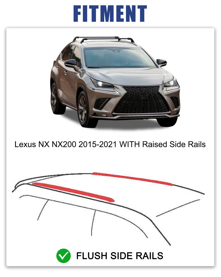 Barras transversales bloqueables para barras de carga techo negras Lexus Nx 200t 300 300h 2015-2021 Foto 2 de 4