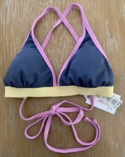 JESSICA SIMPSON Cross Back Fine Rib Bikini Swim Top Size Small Multi Retail 54