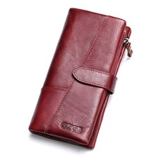 Sale Womens Leather Wallet Long Purse for Ladies Zip Trifold Coins Card Holder