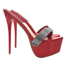 ZOCCOLI Handmade Rossi con strass e tacco spillo 17.5 cm - KH105 ROSSO