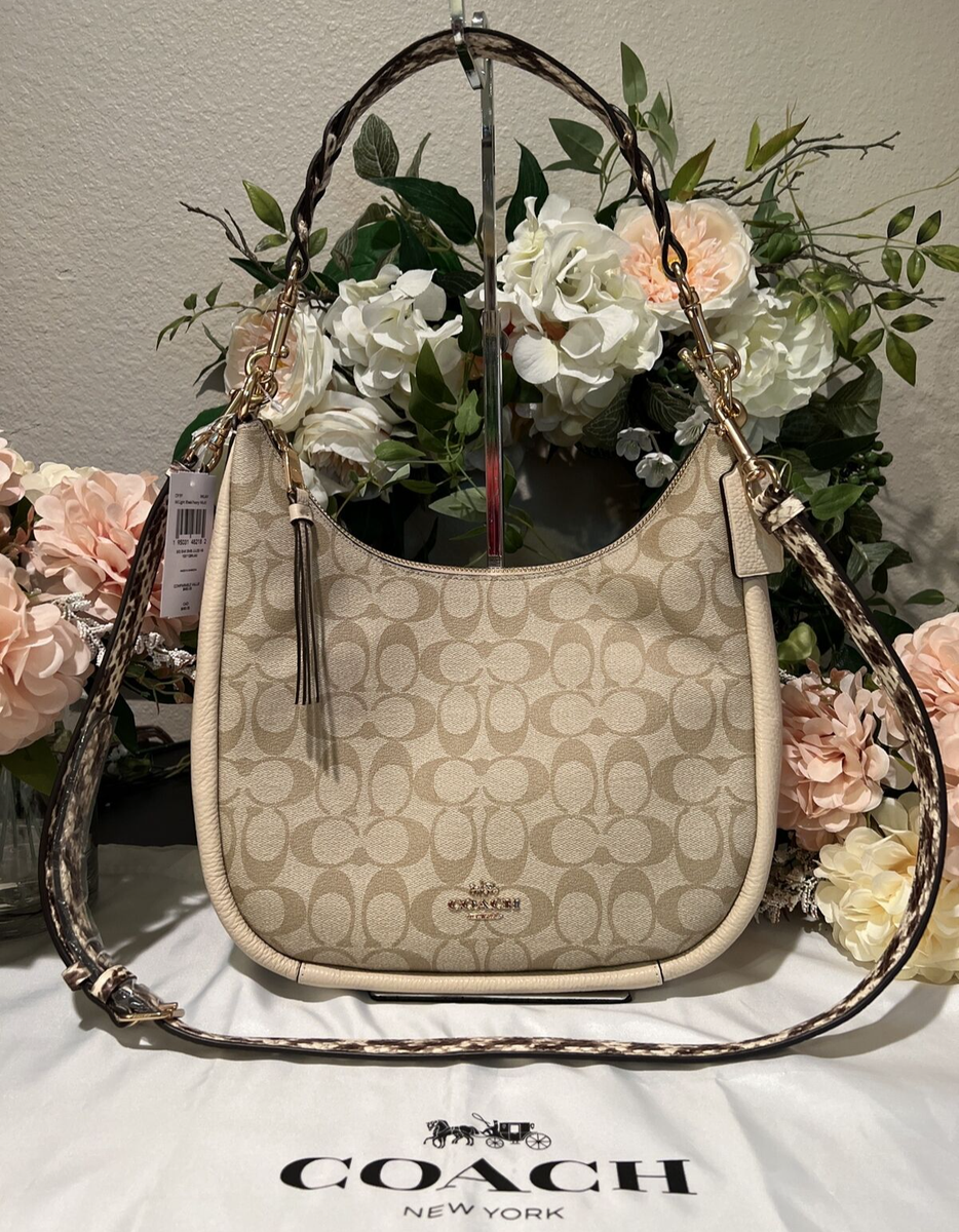 COACH Signature Canvas JULES HOBO Shoulder & Crossbody Bag ~ Light