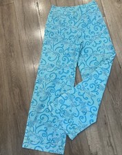 Lilly Pulitzer Long Pant Cuff Fish Blue Print Sz 2/4