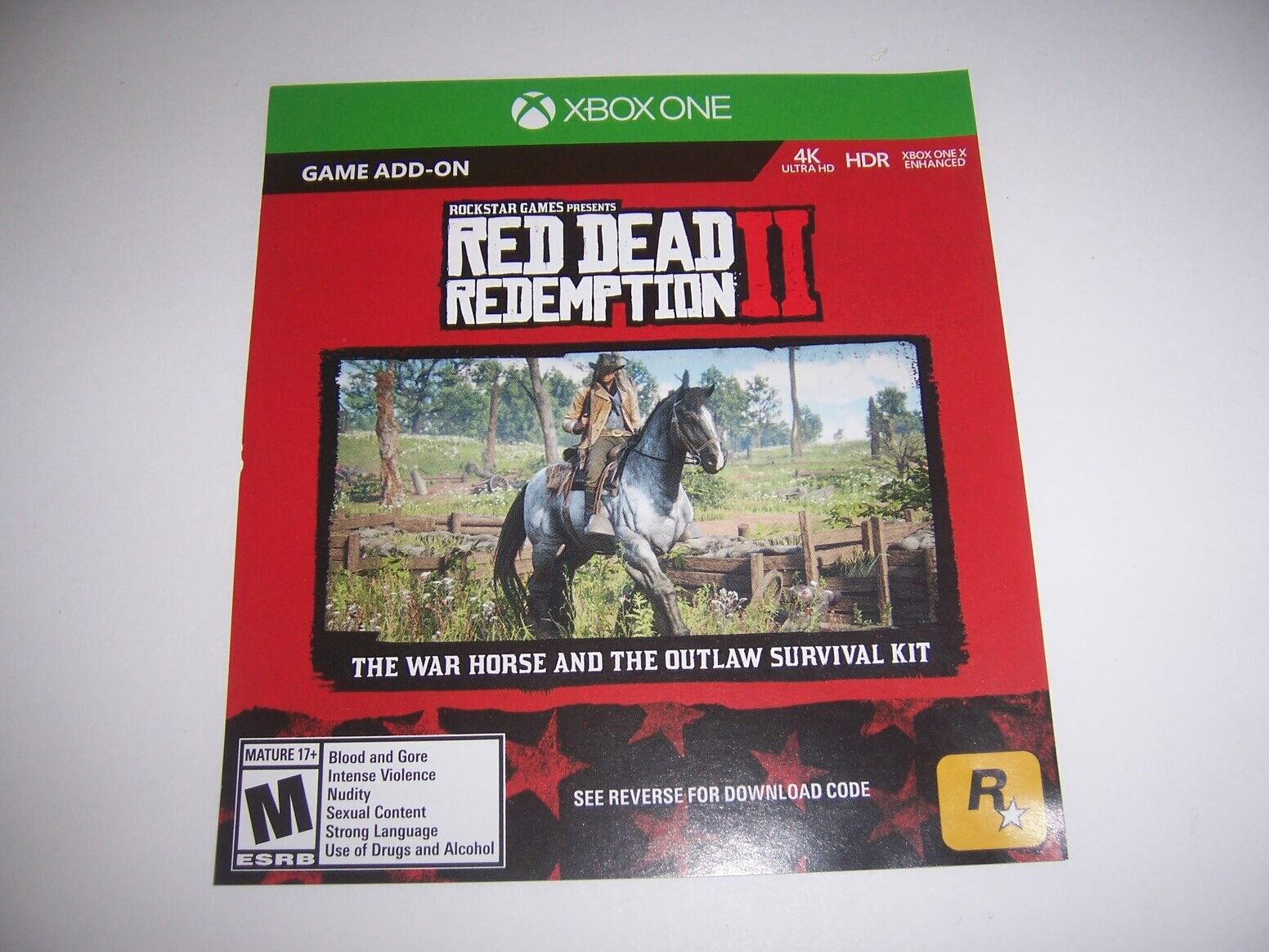 appel Tørke rent Red Dead Redemption II 2 DLC Xbox One XB1 War Horse & Outlaw Survival Kit  Add On 472000007691 | eBay