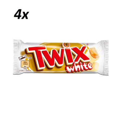 4x TWIX WHITE LIMITED EDITION CHOCOLATE BISCUIT CARAMEL BAR 4x46G = 184g(6.49oz)