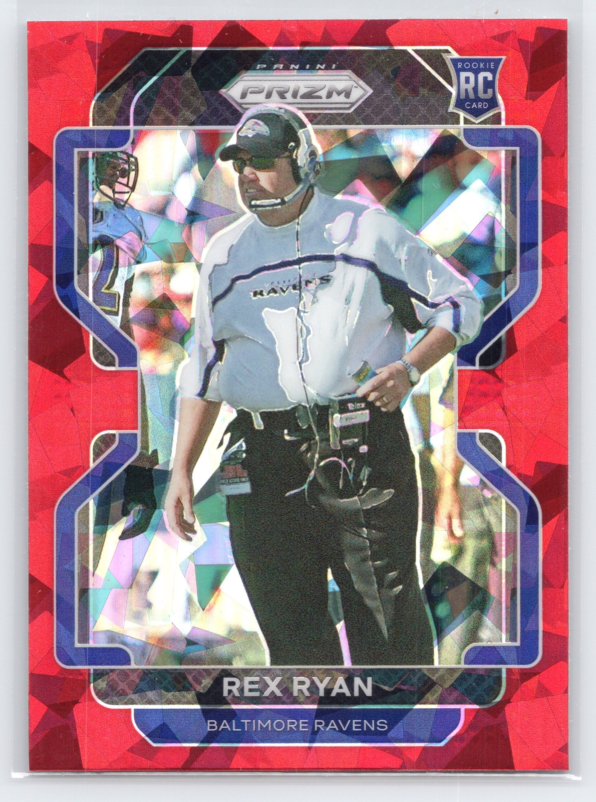 Rex Ryan - 2021 Prizm Football - Red Cracked Ice #289 - Rookie - Ravens