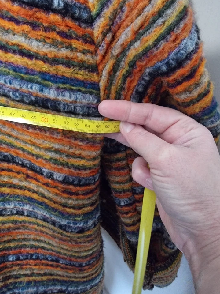 MANTEAU ET SON ECHARPE ASSORTIE MULTICOLORE ASPECT LAINE BOUTON - Photo 4/4