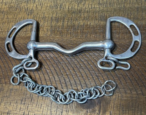 Vintage Buermann's Steel Horse Bridle D Ring Bit and Chain