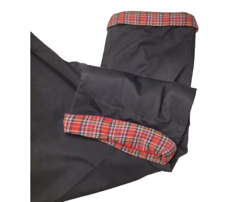 Mainstreet Blues Womens Pull On Elastic Waist Pants Size 24W Black Plaid Cuffs - Image 2 of 4