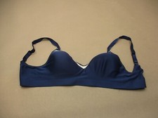 Hanes Size L Womens Blue Lined Wireless Back Closure Adjustable Bralette Bra 3Q