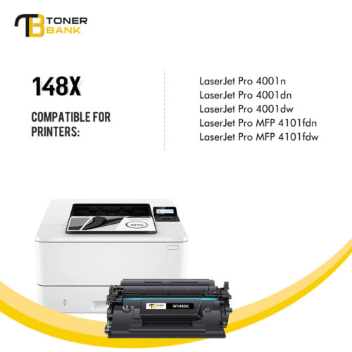 2 Black Toner for HP LaserJet Pro 4001n/dn/dw 4101fdn/fdw W1480X 148X (No Chip) - Picture 3 of 7