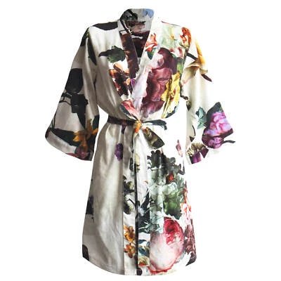 ESSENZA Kimono Morgenmantel Fleur Ecru Weiß Blumen Blüten Rosen Pflanzen   - Bild 1 von 3