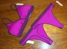 Size XL NWT Simple Pleasures Fuschia Burgundy 2 Thongs PANTIES  BRA