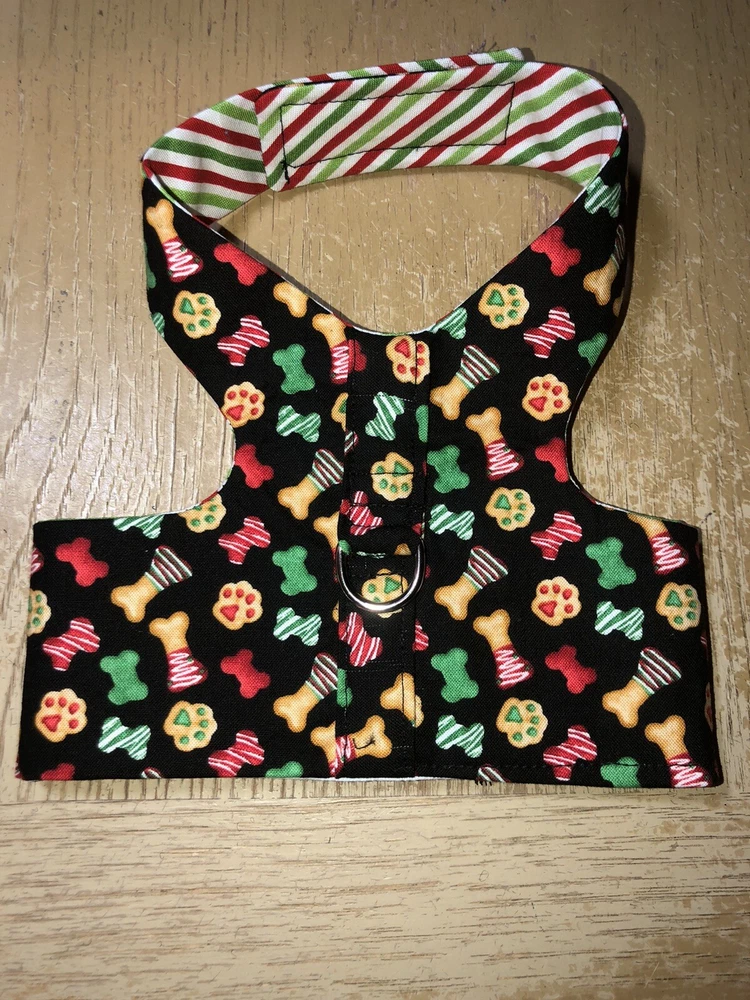 Dog Harness Vest Handmade Red Green Bones And Paws XL 2427, 2428