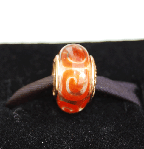 Genuine Pandora Gold Murano "Red Swirls" - 750512 - retired