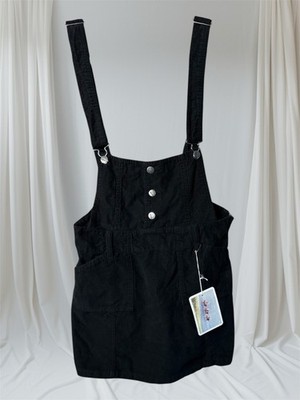 KSUBI TSUBI Y2K VINTAGE Pipsqueak Pinafore overall dress Black Corduroy Mini 4