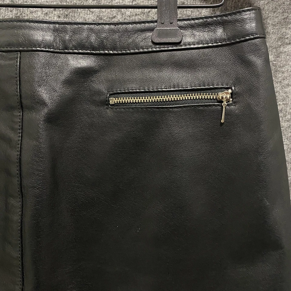 Falda De Colección Newport News Para Mujer 14 Negra Cuero Genuino Forrada a Lápiz Cremallera Clásica Foto 2 de 4