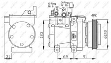 Kompressor, Klimaanlage PAG 46 32200G NRF für HYUNDAI ELANTRA III SANTA FÉ I