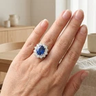 Striking Royal Blue Sapphire 6.50Ct 925 Sterling Silver White Gold Rings