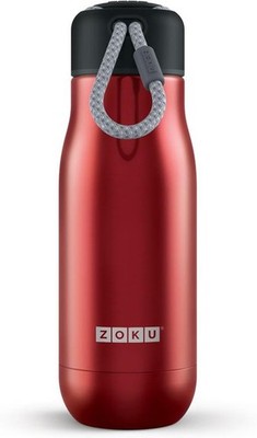 Zoku Trinkflasche 350 ml, Edelstahl, Rot, 6.7 x 6.7 x 21 cm,