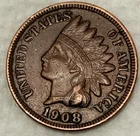 1908 Indian Head Cent Penny 1C - VF - #15132