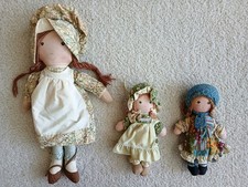 Vintage Set of 3 Knickerbocker Holly Hobbie Fabric Dolls