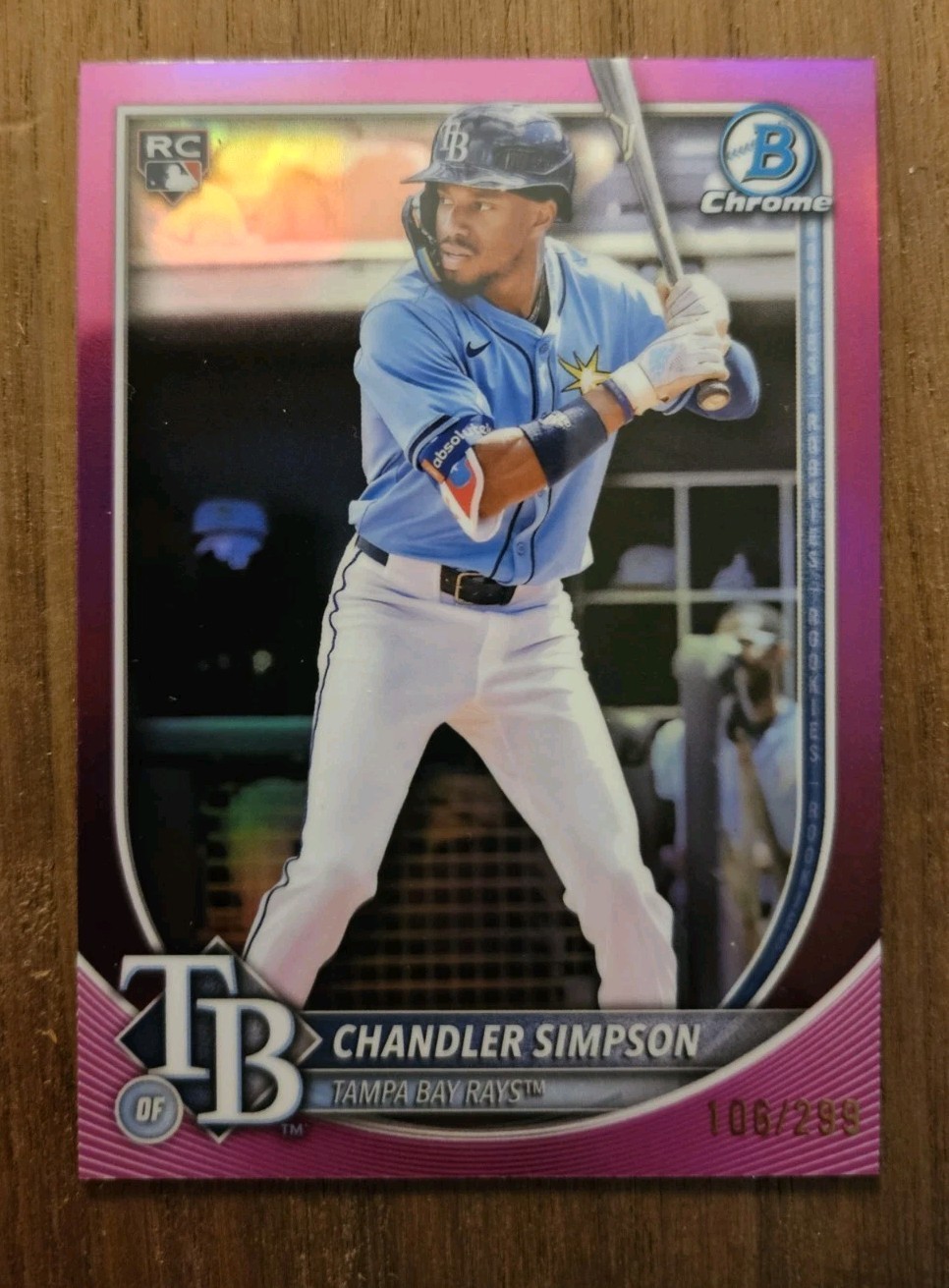 2025 Bowman Chrome - Chandler Simpson, #18 Purple Fuchsia /299 Rays 