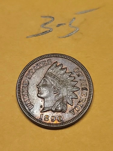 1890  Indian Head Cent AU Details Spots Lot3-5