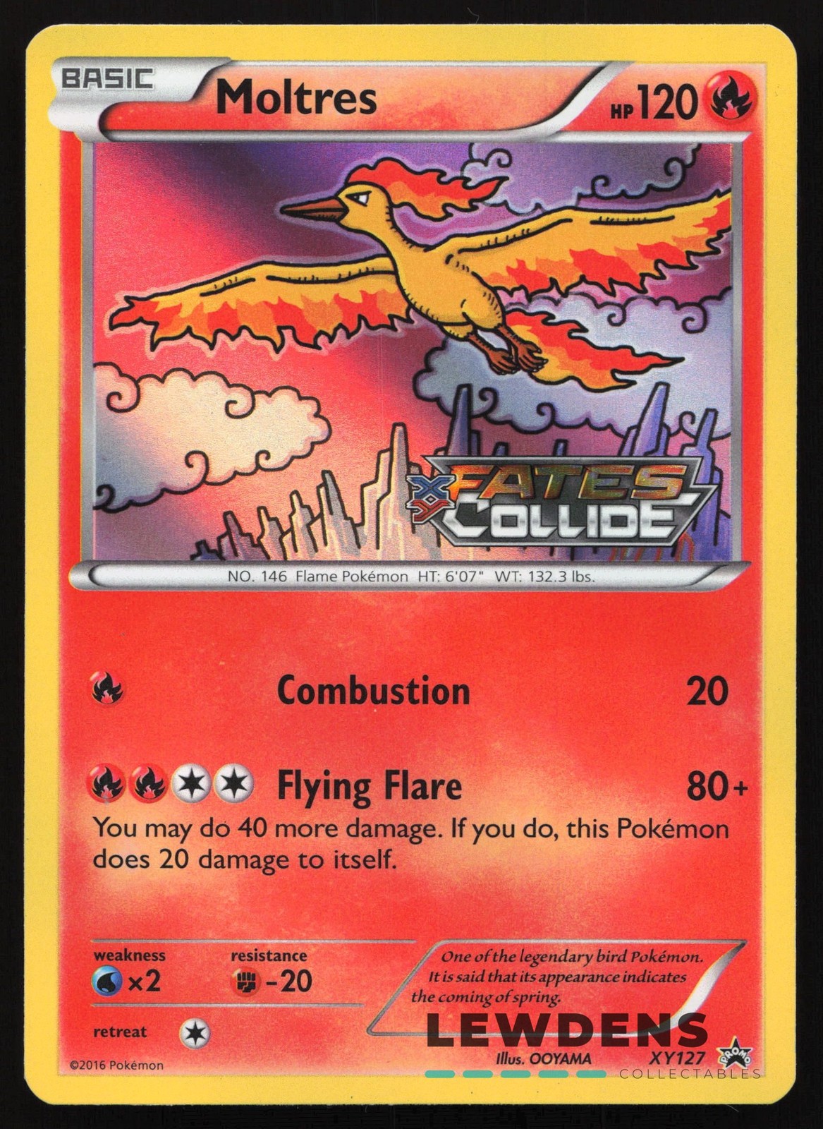 Moltres - XY127 - Fates Collide Stamped - XY Black Star Promo - Pokemon Card - 1