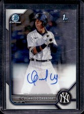 2022 Bowman Oswaldo Cabrera Chrome Auto Autograph 1st Prospect #CPA-OC Yankees