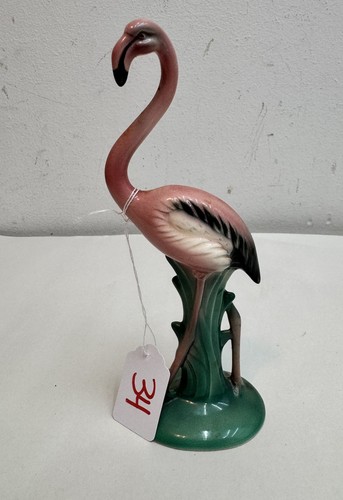 VINTAGE MCM WILL GEORGE CALIFORNIA POTTERY PINK FLAMINGO STATUE 7.5” #34