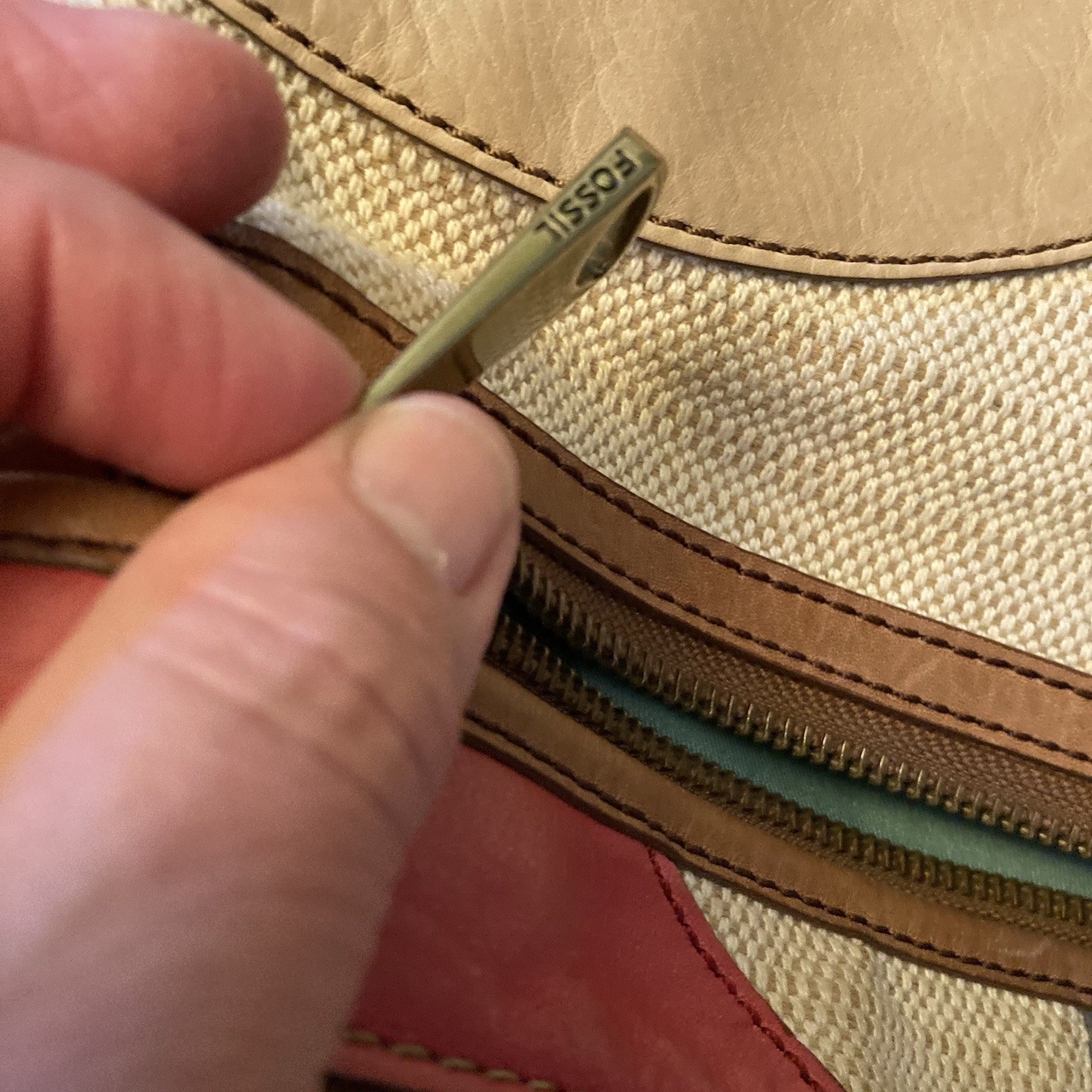 FOSSIL Leather Lyla Patchwork Crossbody Shoulder … - image 12