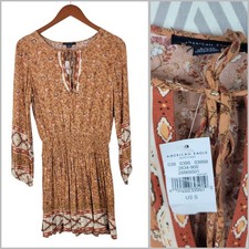 New American Eagle Mini Dress Small Floral Party Peasant Cottagecore Orange NWT