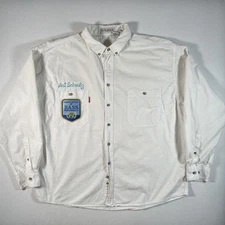 Vintage Bugle Boy Shirt Mens 2XL Fishing Long Sleeve Bass Chain Stitch 80s