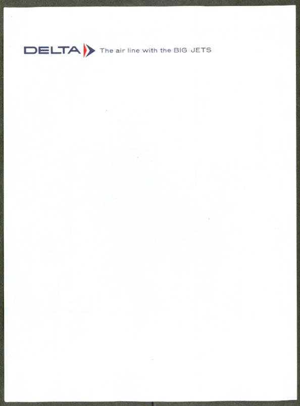 Delta Air Lines in-flight notepaper 1960s