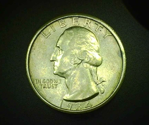 1934 Washington Quarter - About Uncirculated - 90% Silver - NO RESERVE AUCTION