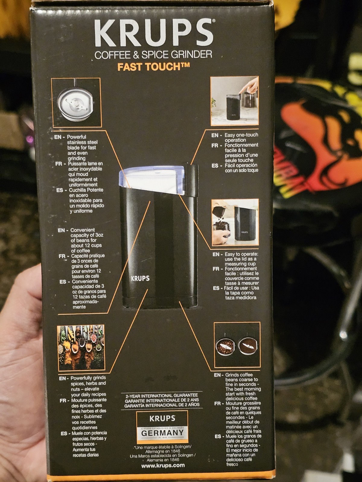 KRUPS Fast Touch Electric Spice Coffee Grinder Stainless Steel Blades Brand New 