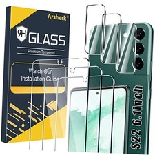 Screen Protector 3 Pack for Samsung Galaxy S22 5G, 9H Tempered Glass,