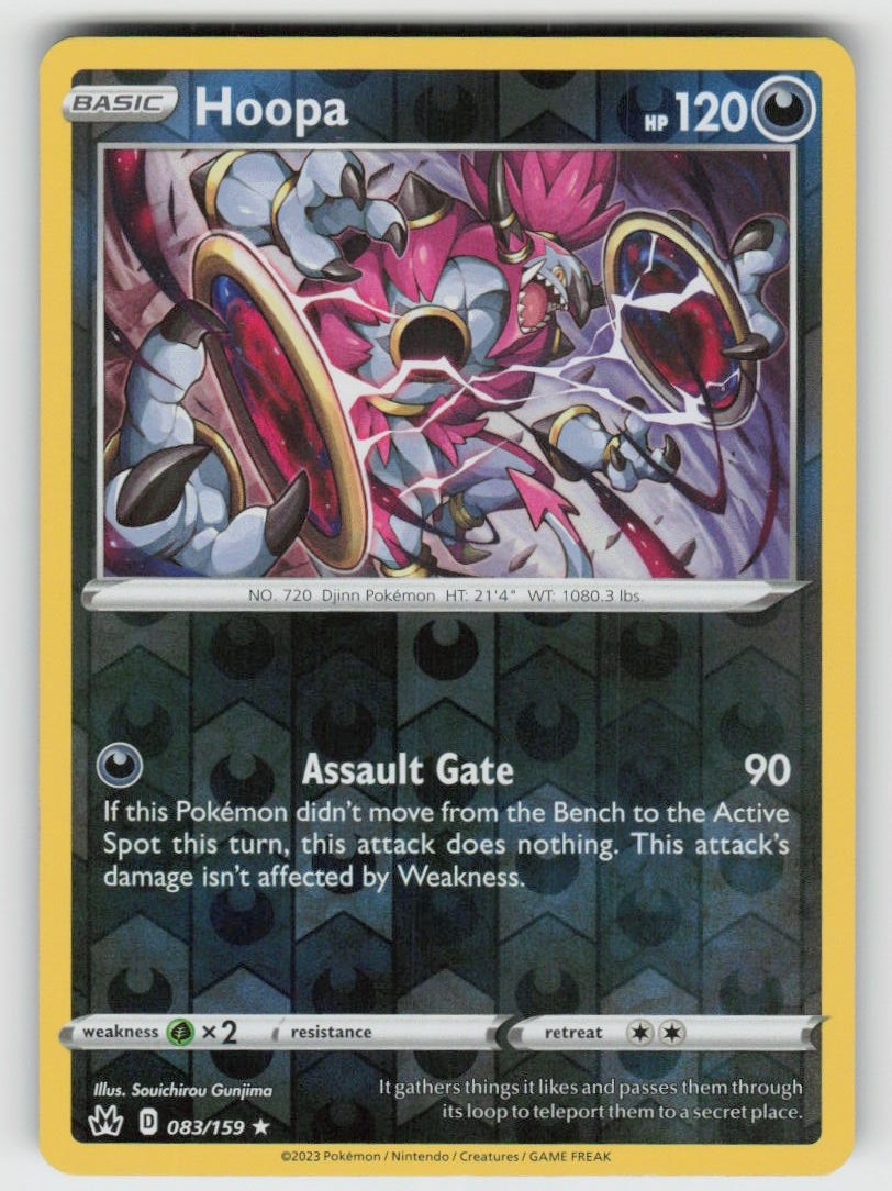 Reverse Holo Hoopa 083/159 Rare Crown Zenith Near Mint