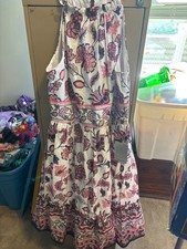 ELIZA J FLORAL SUN DRESS WOMENS SIZE US 10P WHITE PINK NAVY NEW