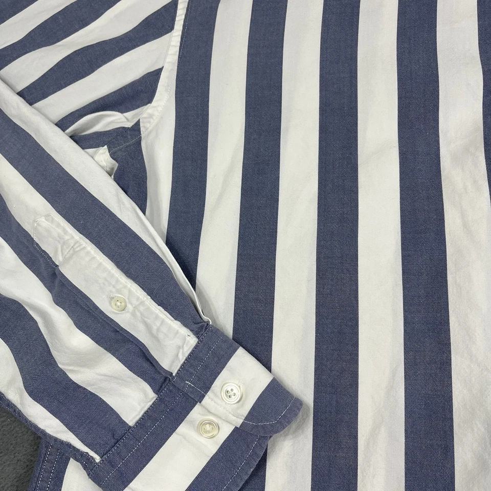 J. Peterman Shirt Adult XL Gray White Stripes Button Up Long Sleeve Casual Mens - Image 3 of 4