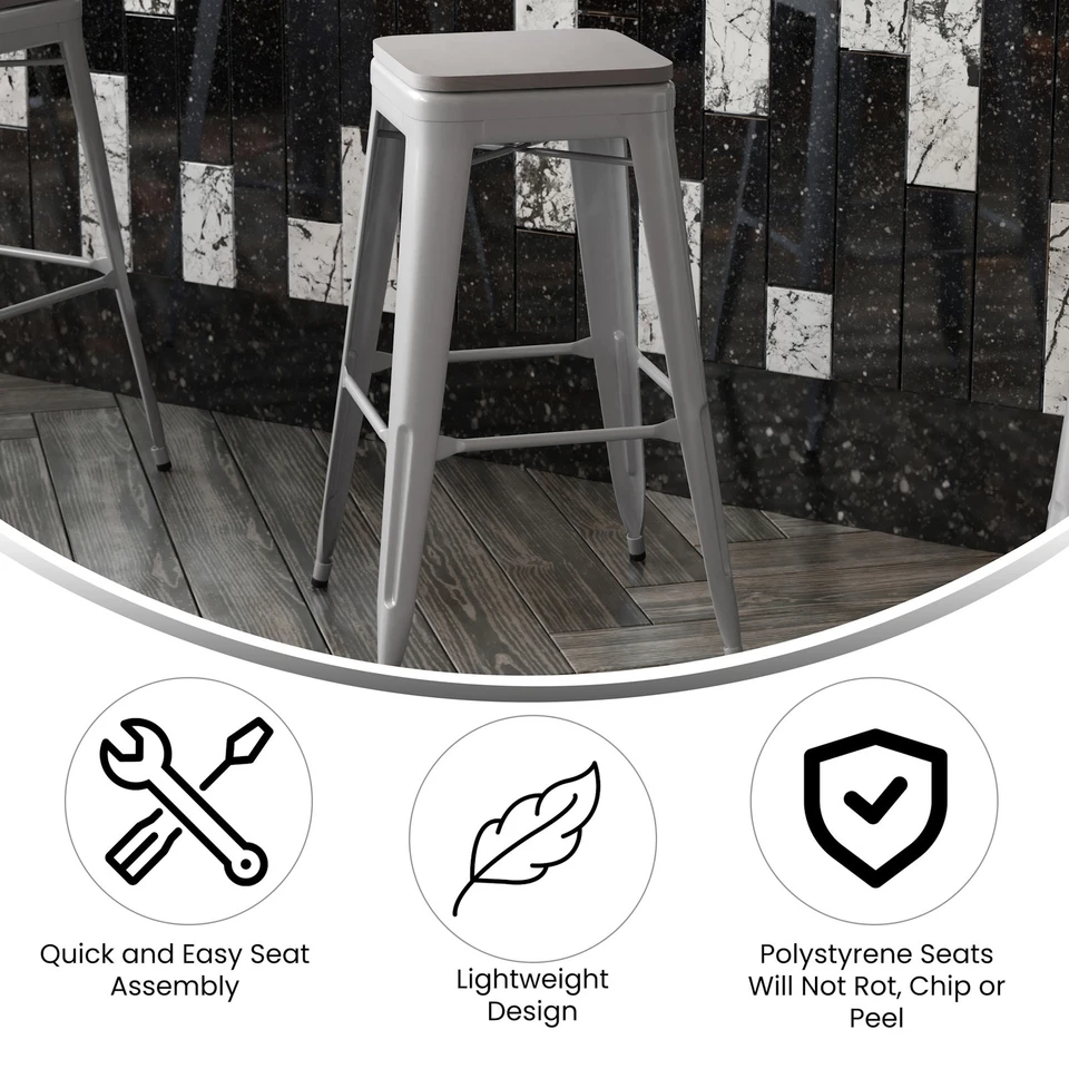 Flash Furniture FFIF90132 Dream 17"W Four Piece Iron Bar Stool - Black - Image 4 of 4