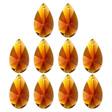 K9 Crystal Pendants Beads, 10 Pack 38mm Chandelier Prisms Decor Amber