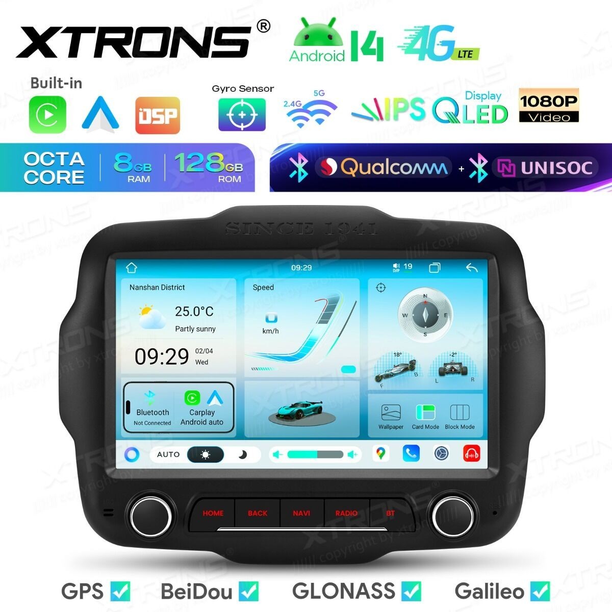 Autoradio GPS Xtrons per Jeep Renegade con Android 14 foto 5