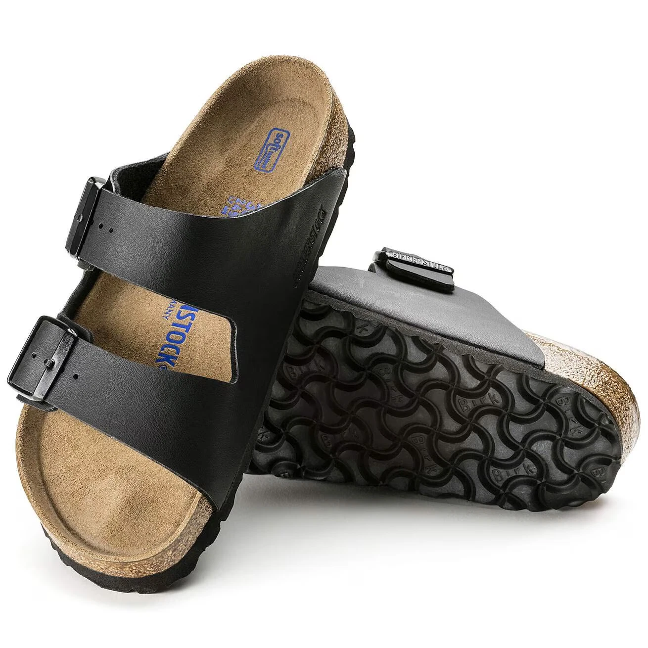 Birkenstock Arizona Birko-Flor Leather Unisex Casual Shoes Sandals Mocha/Black