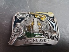 Vintage 1984 Tennessee Siskiyou Brass Belt Buckle Nashville Fiddle Banjo Country