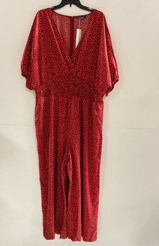 NWT BloomChic Womens Red White Polka Dot Elastic Waist One-Piece Jumpsuit Sz 20
