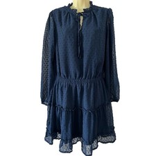 BTFBM Navy Blue Tiered Boho Dress Woman Size Large Festival Cottagecore