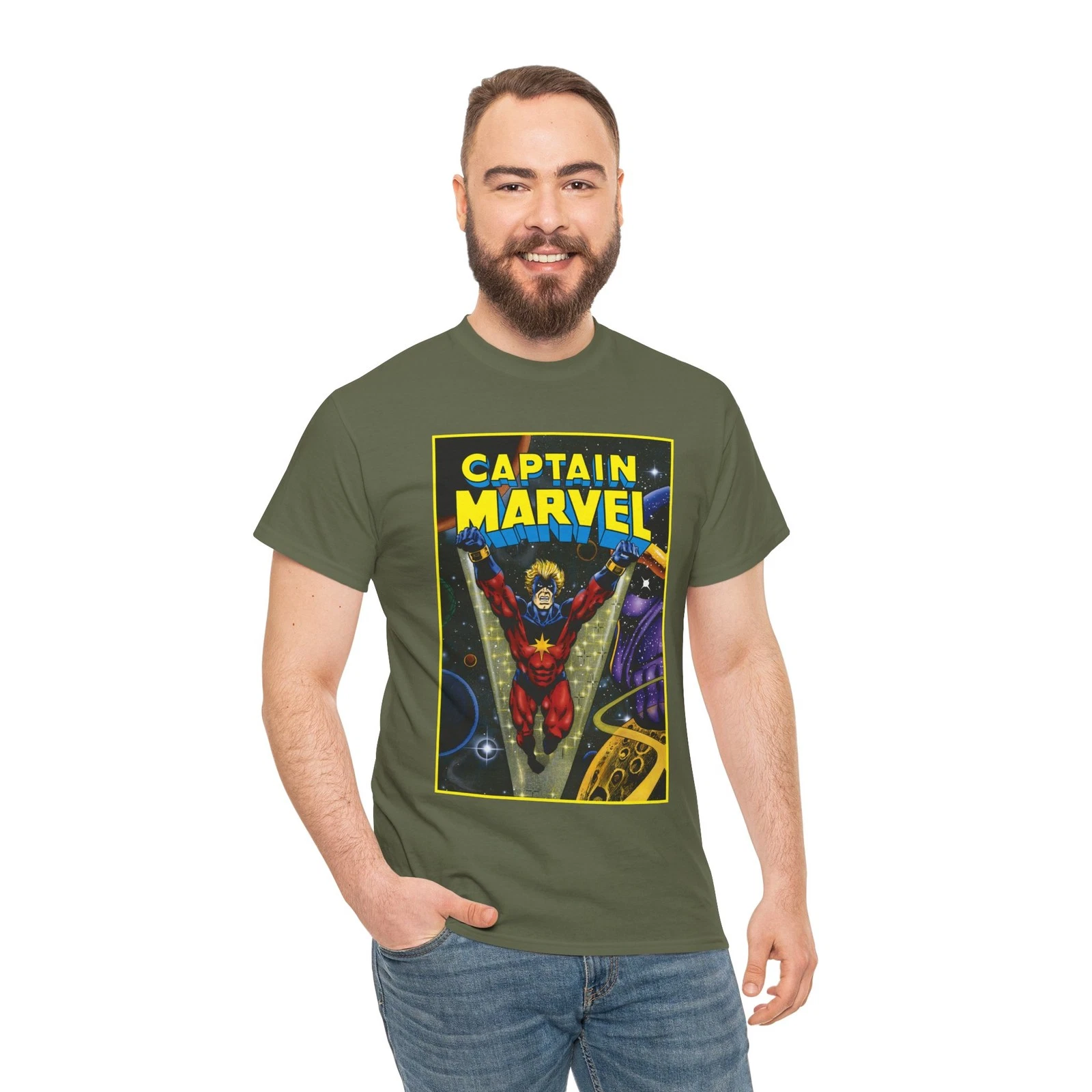 Captain Marvel T-Shirt - Jim Starlin Art - Mar-Vell - Thanos - Marvel Comics